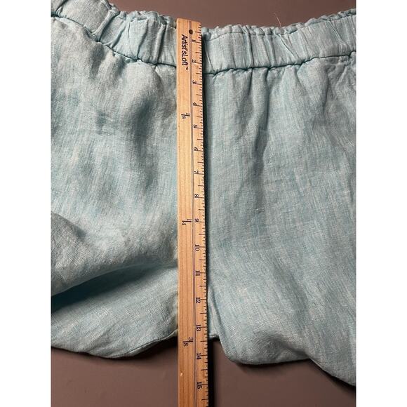 Talbots Pants Womens Large Light Blue Nantucket Pull-On Wide Leg Crop Linen - Picture 11 of 14